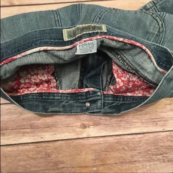 Fossil Denim Skirt Braley Mini Shadow Blue Sz 6 - Picture 6 of 8